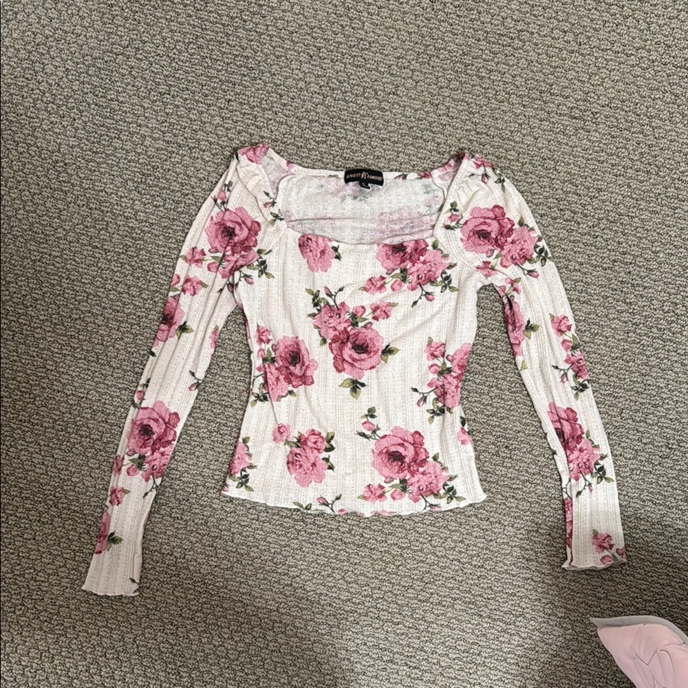 Floral Pink and White Women's Top
